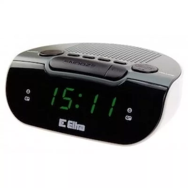 Radio con reloj/alarma LED, Eltra, 127x53x98 mm, gris/blanco
