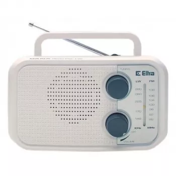 Radio Eltra DANA blanca – radio analógica portátil, diseño compacto de sobremesa