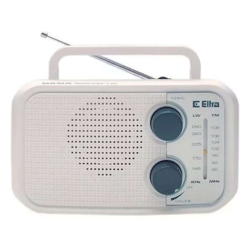 Radio Eltra DANA blanca – radio analógica portátil, diseño compacto de sobremesa