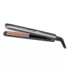 Plancha de pelo Remington S8598 Warm negro gris — placas de cerámica 11 cm, 5 niveles de calor, 160–230 °C, cable de 3 m, funda de transporte