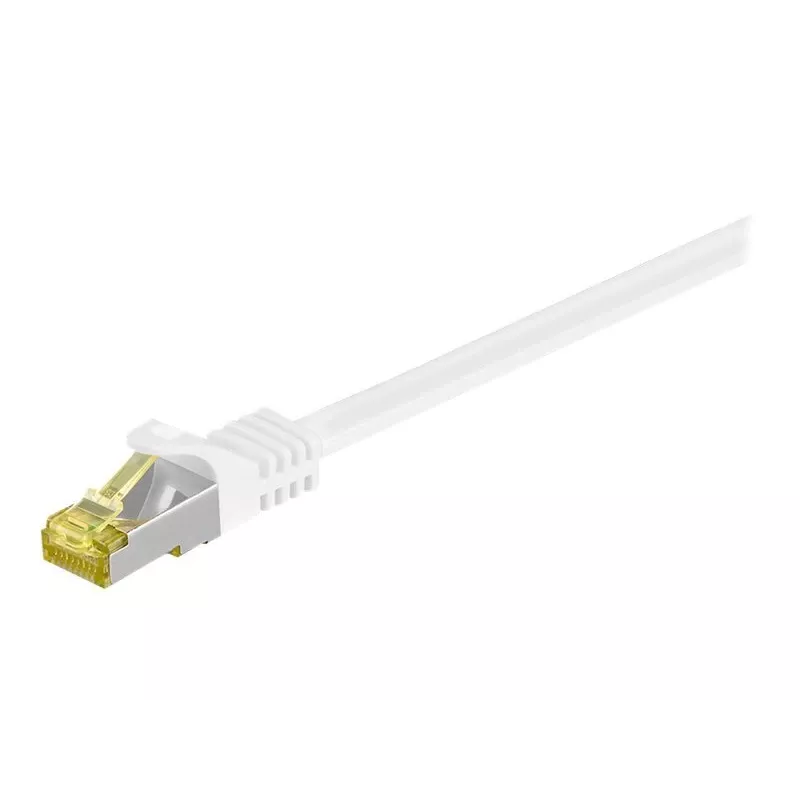 Cable de parcheo Wentronic Goobay Cat.7 de cable bruto, S/FTP (PiMF), blanco, 0,25 m - LSZH libre de halógenos, cobre, conector RJ45 (91089)