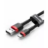 Cable USB-A a Lightning Baseus Cafule 2.4A QC 3.0, 1 m — negro/rojo