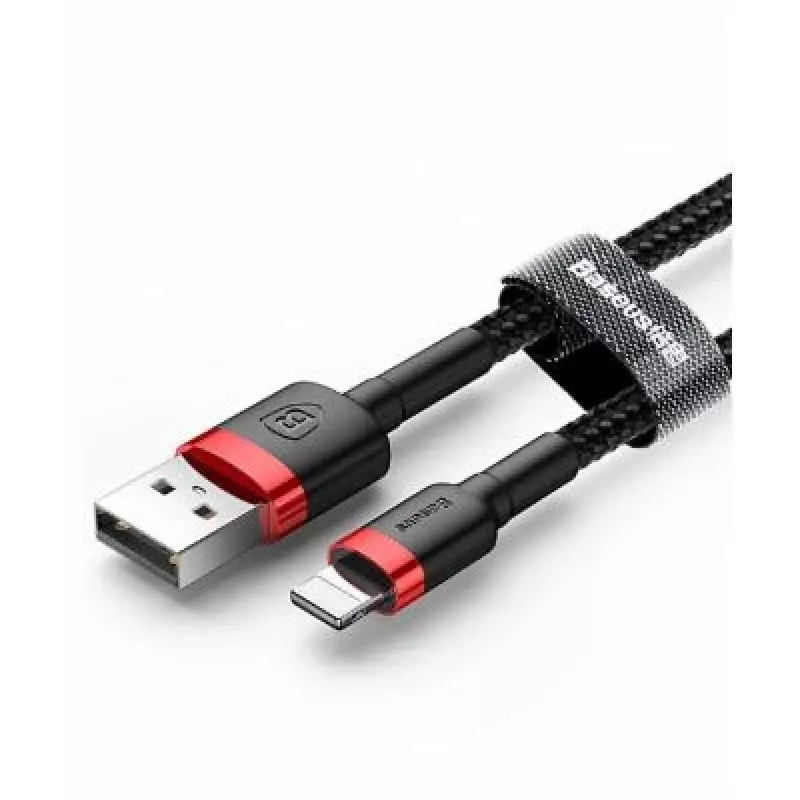 Cable USB-A a Lightning Baseus Cafule 2.4A QC 3.0, 1 m — negro/rojo