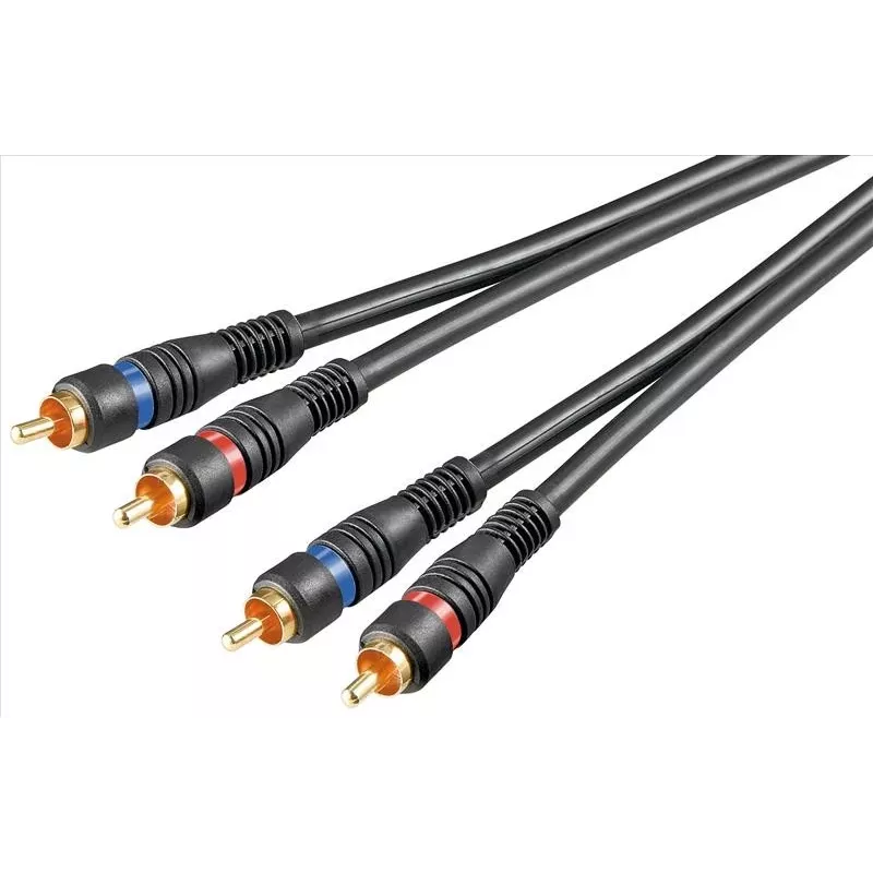 Wentronic Goobay - cable de audio - audio compuesto - RCA (macho) a RCA (macho) - 1,5 m - cable coaxial de doble apantallamiento - negro (50032)