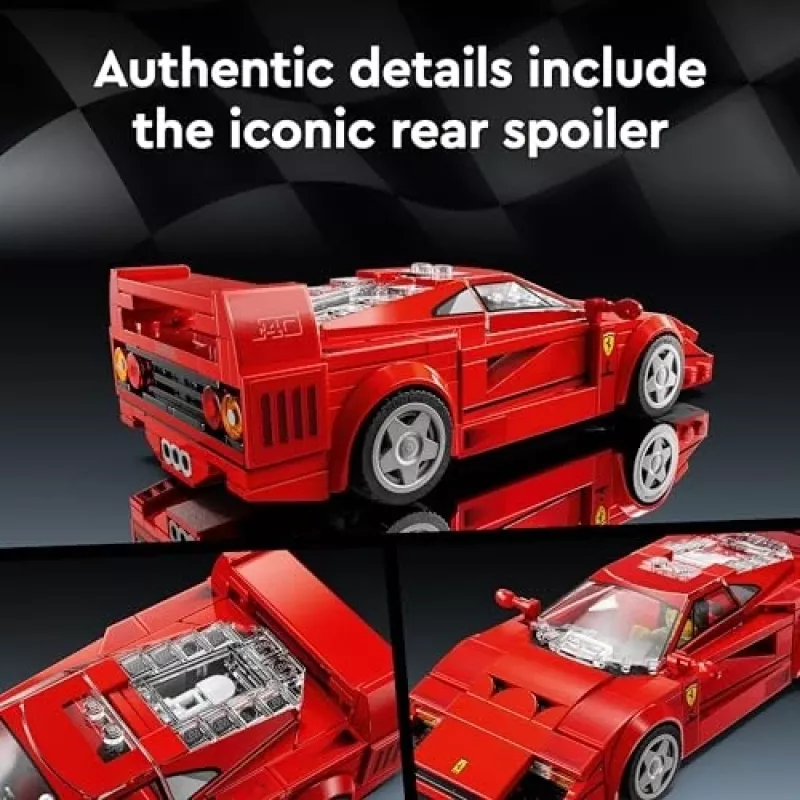 LEGO Speed Champions Ferrari F40 Supercar – coche de juguete construible para niños y niñas a partir de 9 años con minifigura de piloto, decoración de habitación infantil