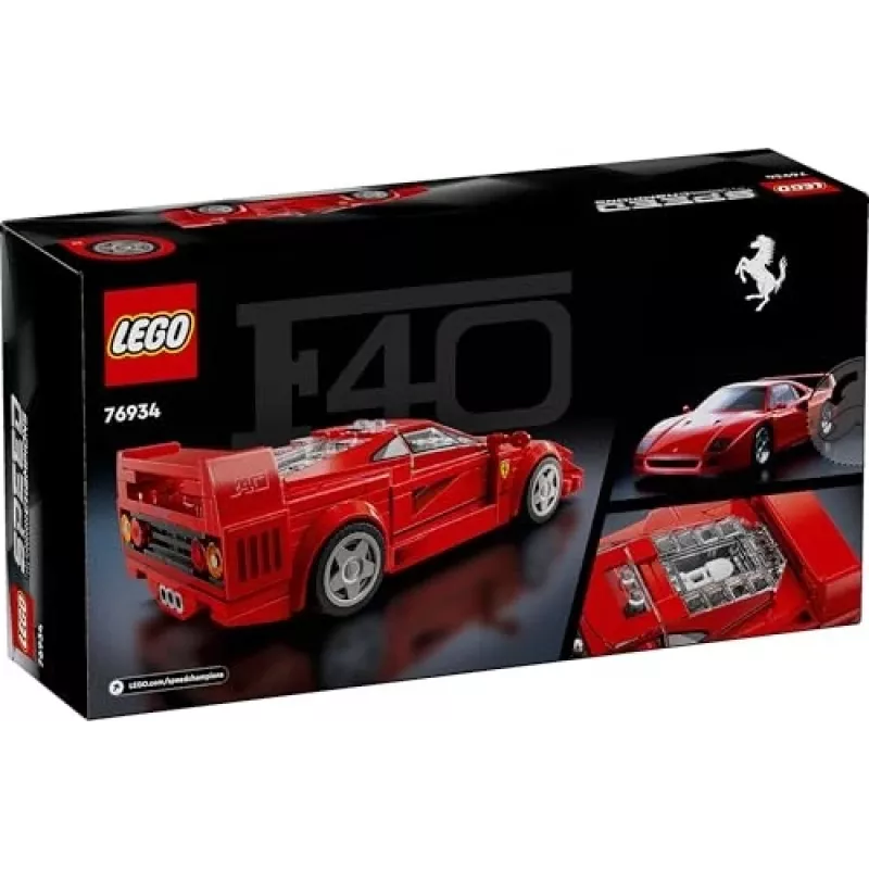 LEGO Speed Champions Ferrari F40 Supercar – coche de juguete construible para niños y niñas a partir de 9 años con minifigura de piloto, decoración de habitación infantil