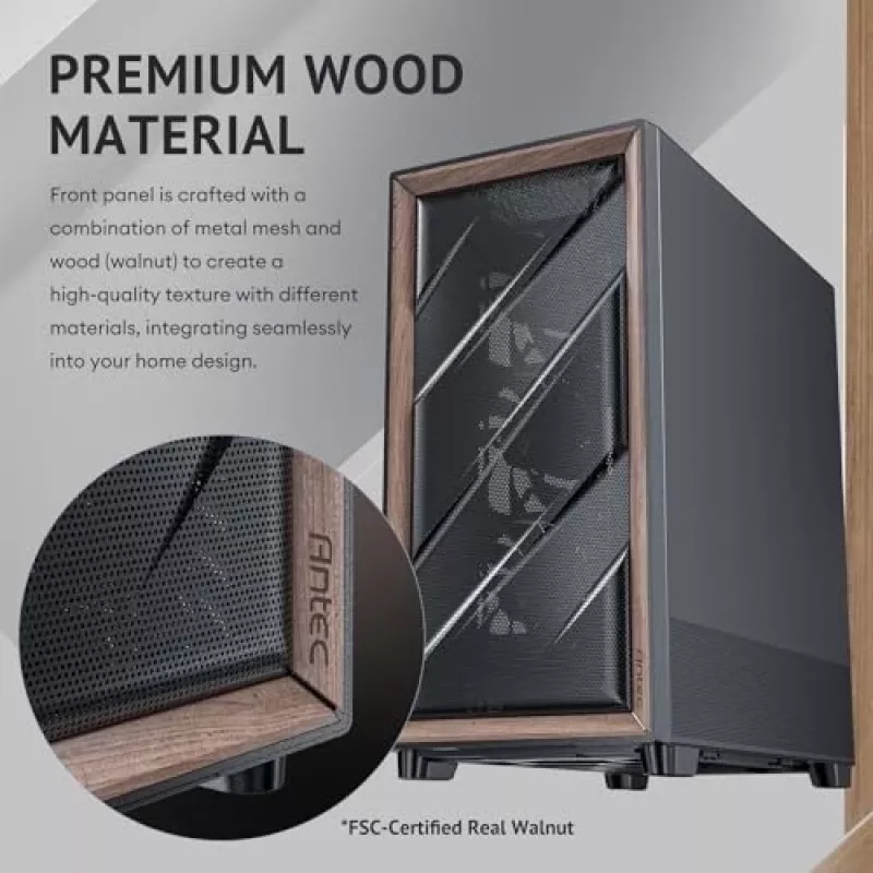Antec 0-761345-10133-2 Caja de ordenador Torre Midi negra madera