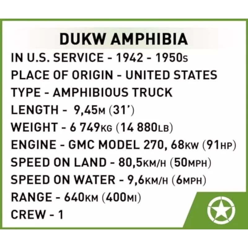 Cobi Historical Collection WWII DUKW Amphibia, multicolor