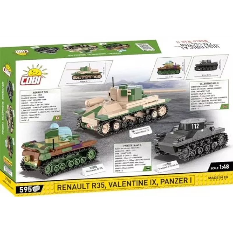 Set de construcción COBI Renault R35 Valentine IX Panzer I 595 piezas