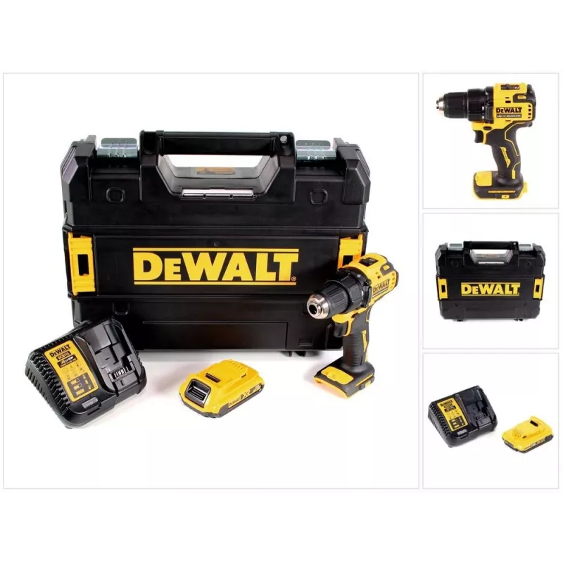 Taladro atornillador a batería DCD708D2T, 18 voltios amarillo/negro, 2x batería Li-Ion 2,0 Ah, en caja TSTAK