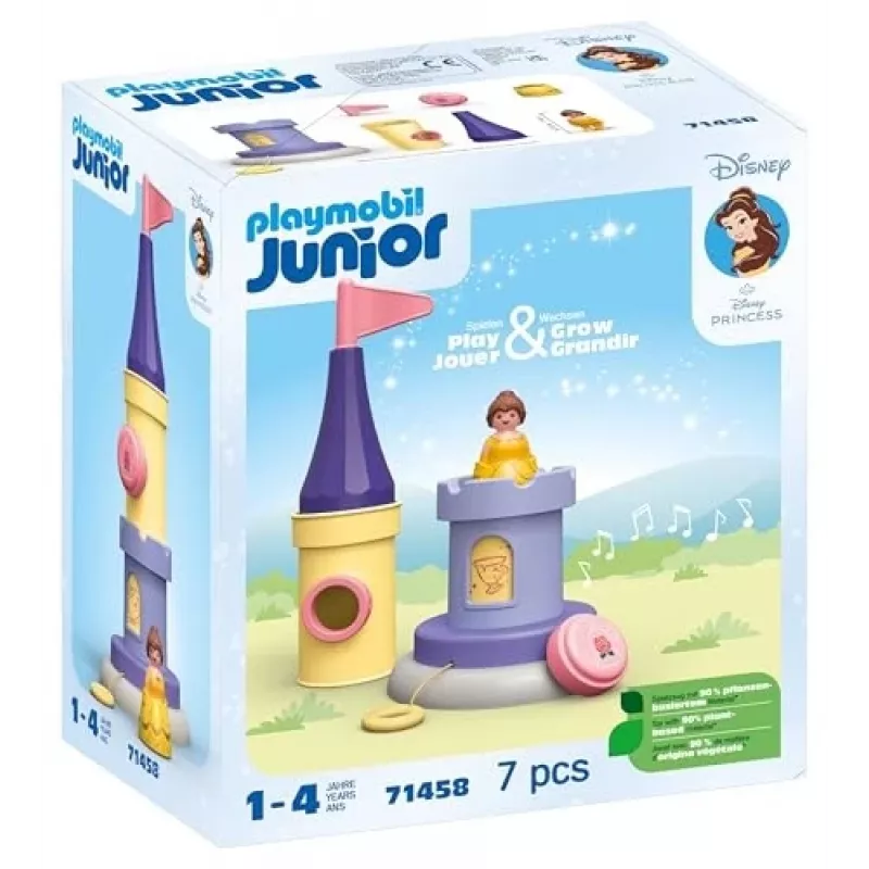 PLAYMOBIL JUNIOR y Disney: torre de juego de Bella con sonido | set de juego para niños pequeños de 1 a 3 años