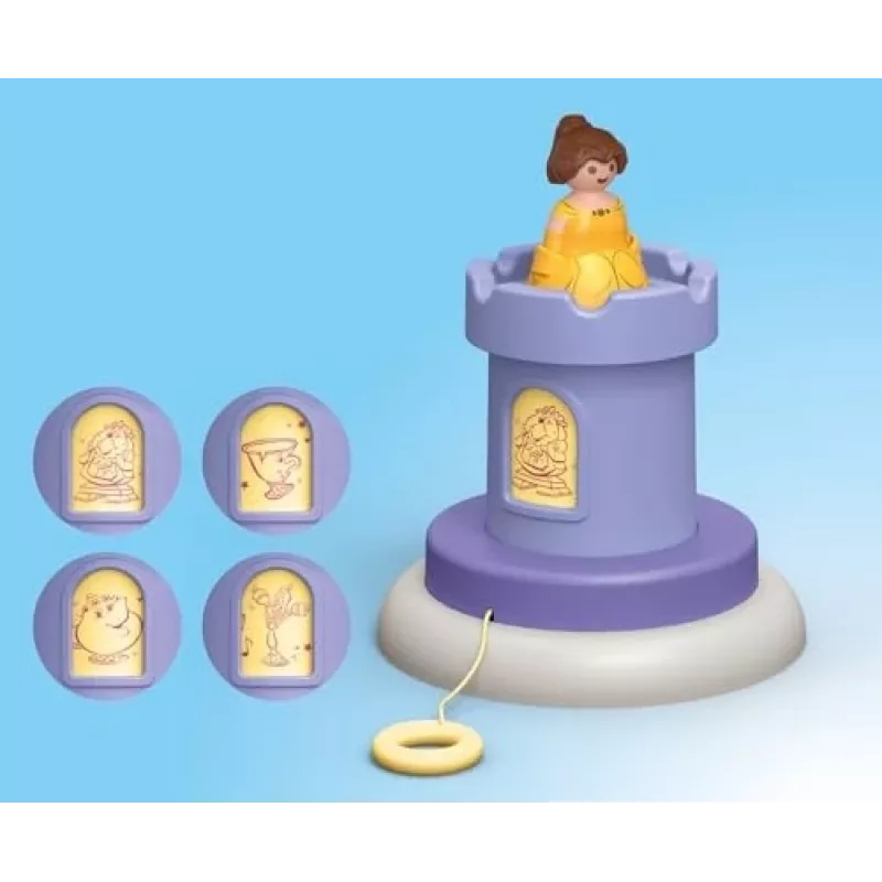 PLAYMOBIL JUNIOR y Disney: torre de juego de Bella con sonido | set de juego para niños pequeños de 1 a 3 años
