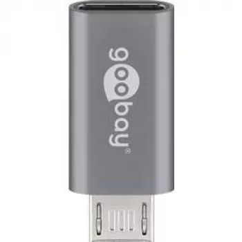 Goobay Adaptador USB 2.0 Hi-Speed, Gris, Gris – Conector hembra USB-C™ > Conector macho USB 2.0 Micro (Type-B) (55553)