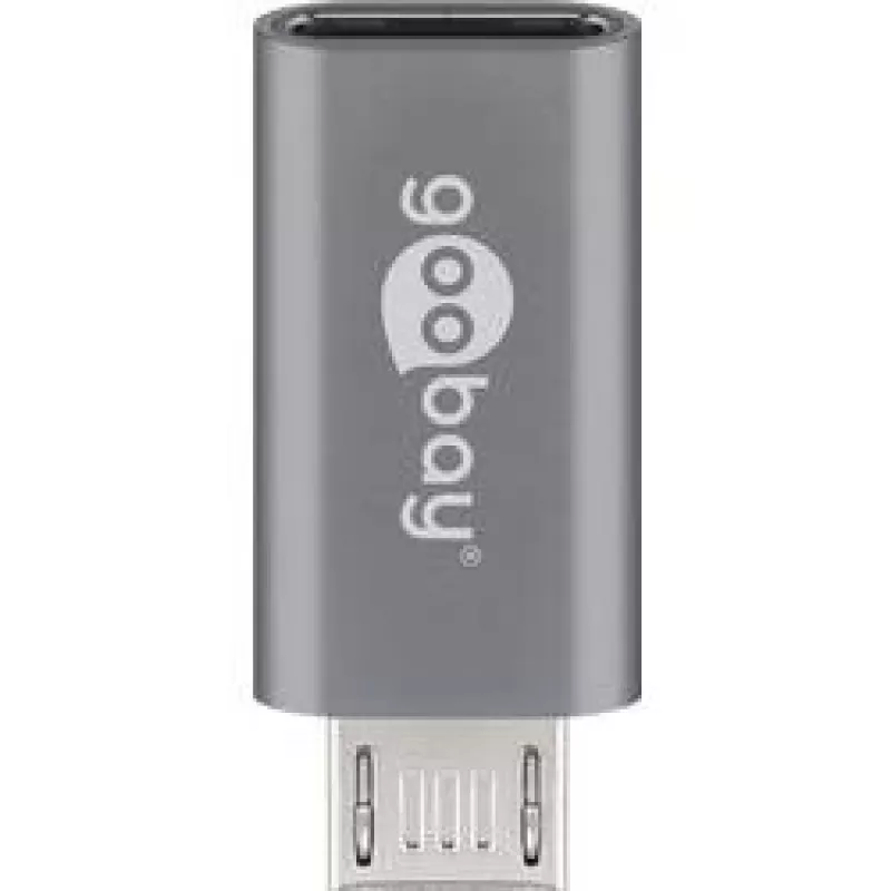 Goobay Adaptador USB 2.0 Hi-Speed, Gris, Gris – Conector hembra USB-C™ > Conector macho USB 2.0 Micro (Type-B) (55553)