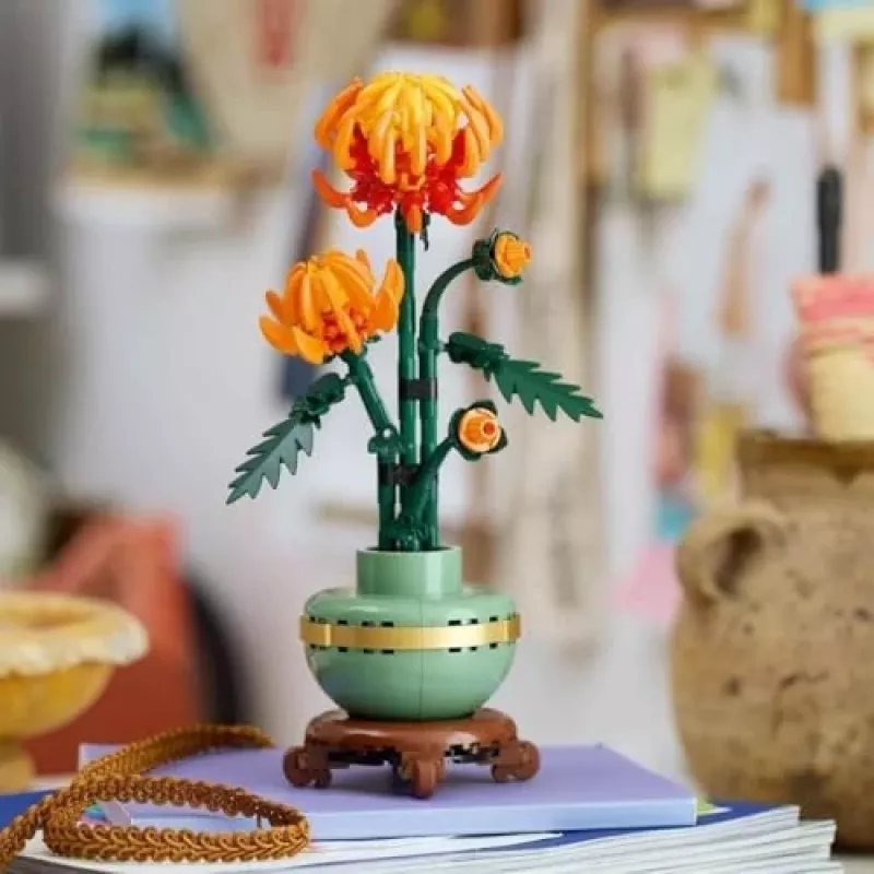 LEGO Icons set de construcción de flores de crisantemo, set creativo de modelismo para adultos para construir una planta artificial, regalo para mujeres hombres ella o él decoración para casa oficina