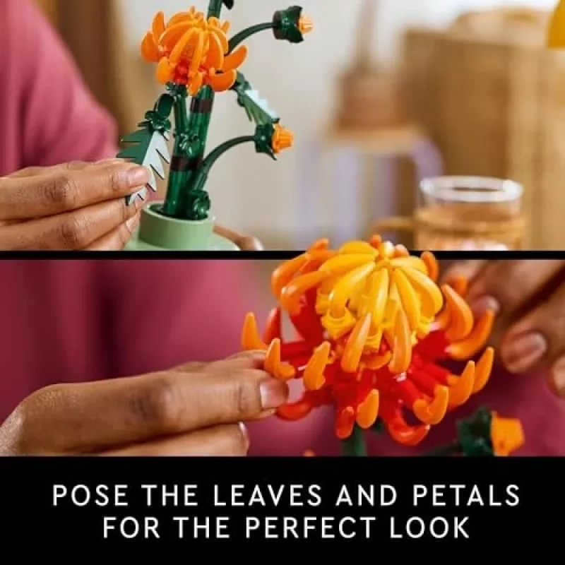 LEGO Icons set de construcción de flores de crisantemo, set creativo de modelismo para adultos para construir una planta artificial, regalo para mujeres hombres ella o él decoración para casa oficina