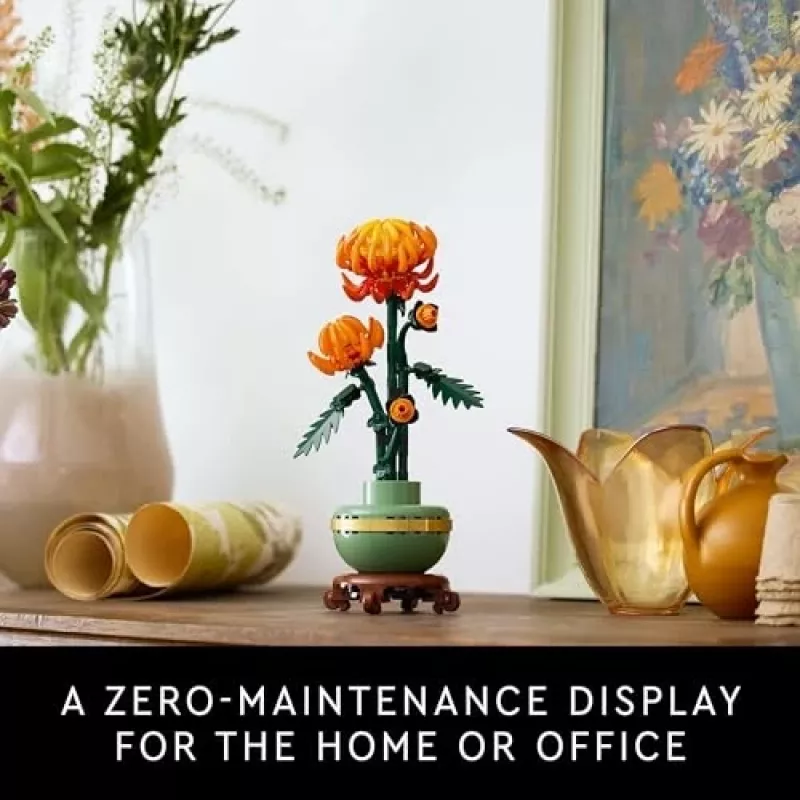 LEGO Icons set de construcción de flores de crisantemo, set creativo de modelismo para adultos para construir una planta artificial, regalo para mujeres hombres ella o él decoración para casa oficina