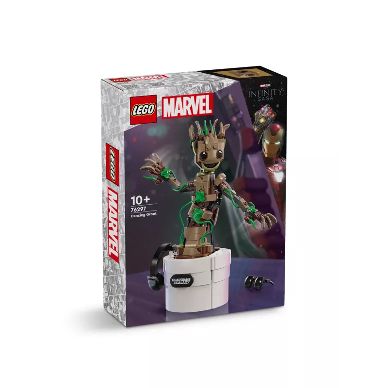 LEGO Marvel Dancing Groot, figura de acción animada construible — personaje de Guardianes de la Galaxia — set de juego interactivo manual para niños — superhéroe