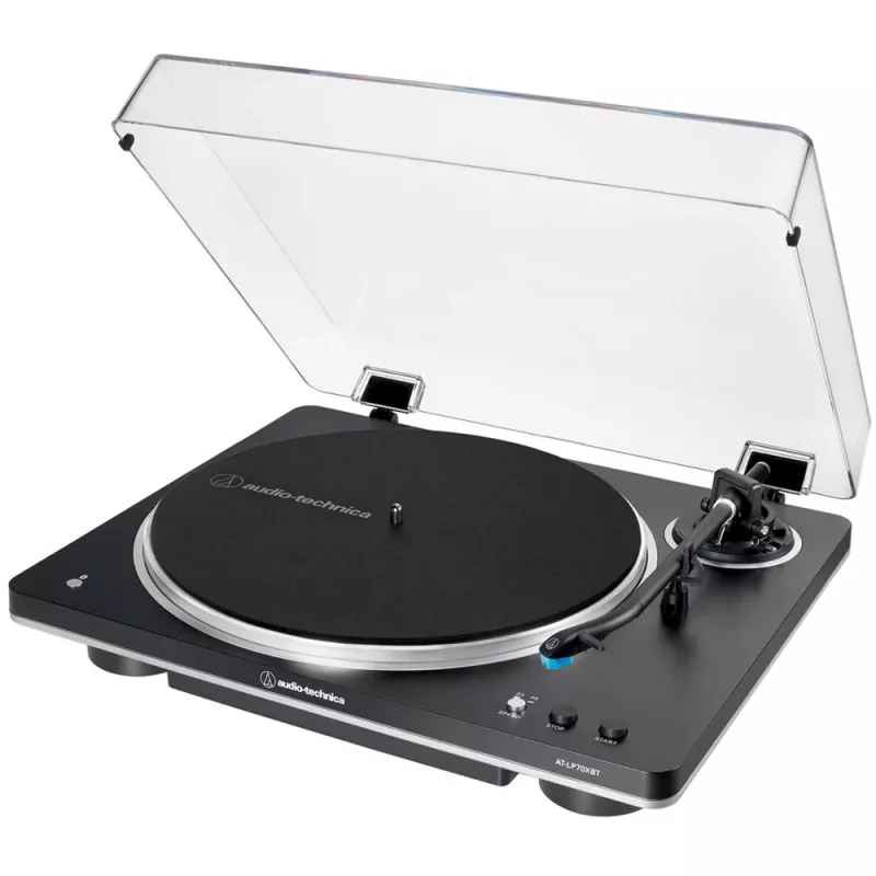 AT-LP70XBTBS, tocadiscos Negro/Plata, preamplificador fonográfico integrado, Bluetooth, totalmente automático, transmisión por correa