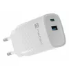 Cargador con cable para dispositivos móviles NATEC NUC-2140, 30W, USB-C PD 3.0 + USB-A, Samsung AFC, blanco