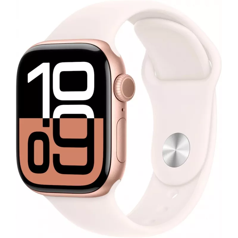 APPLE Watch Series 10 GPS 42 mm caja de aluminio oro rosa con correa deportiva rosa claro - S/M
