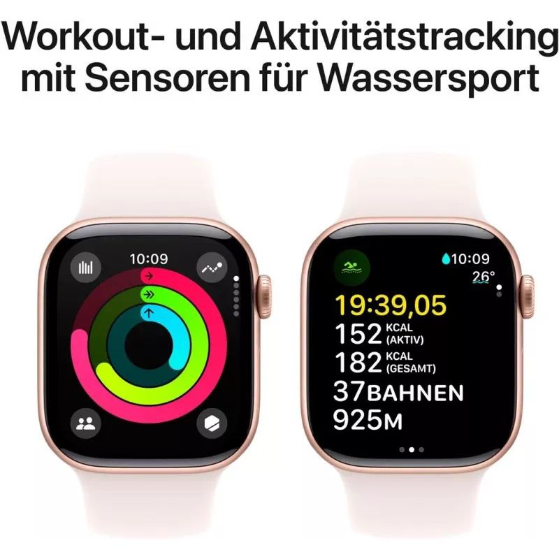 APPLE Watch Series 10 GPS 42 mm caja de aluminio oro rosa con correa deportiva rosa claro - S/M