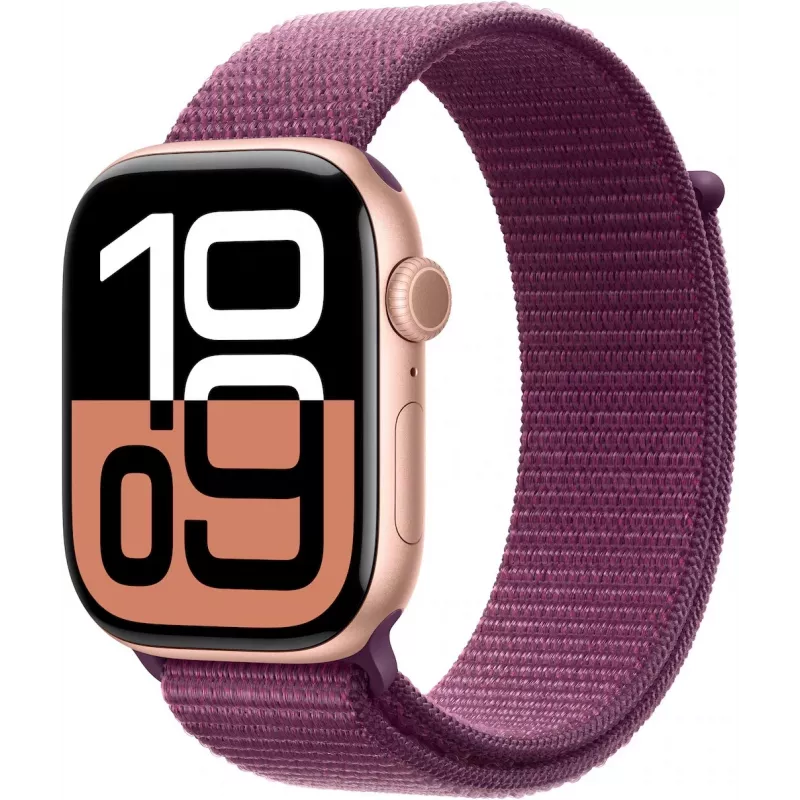 APPLE Watch Series 10 GPS 46mm caja de aluminio oro rosa con correa Sport Loop Plum