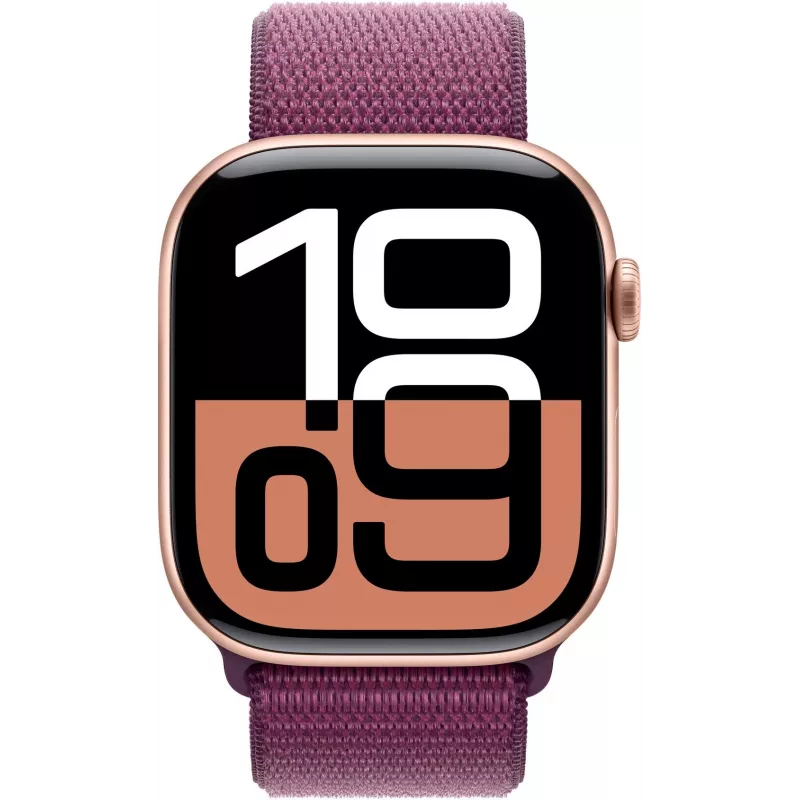APPLE Watch Series 10 GPS 46mm caja de aluminio oro rosa con correa Sport Loop Plum