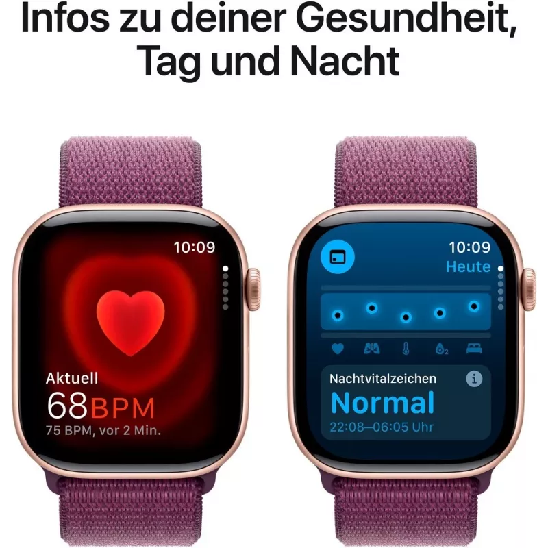 APPLE Watch Series 10 GPS 46mm caja de aluminio oro rosa con correa Sport Loop Plum
