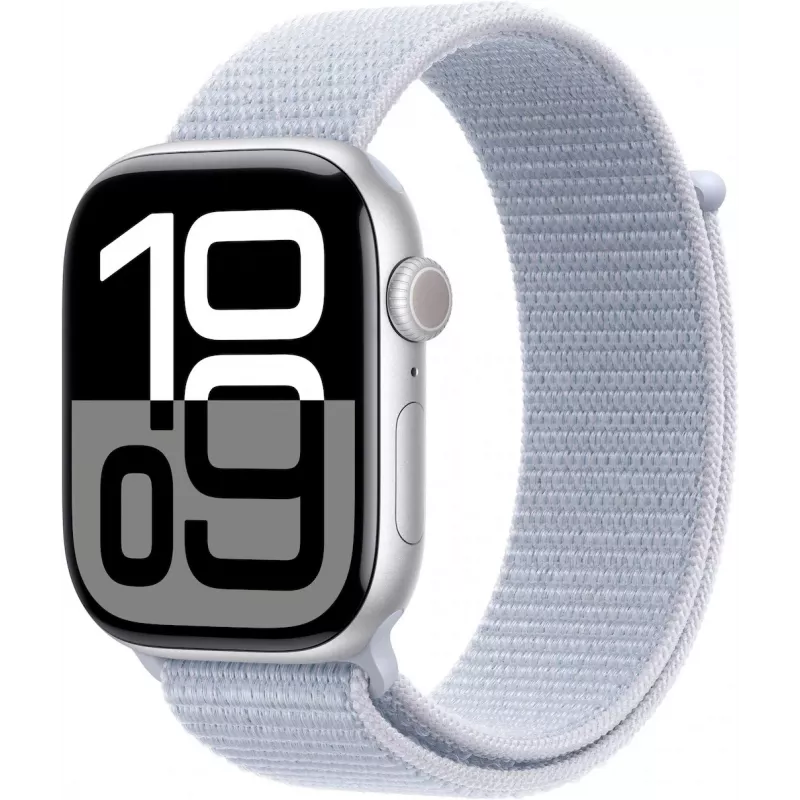 APPLE Watch Series 10 GPS 46 mm caja de aluminio plata con correa Sport Loop Blue Cloud