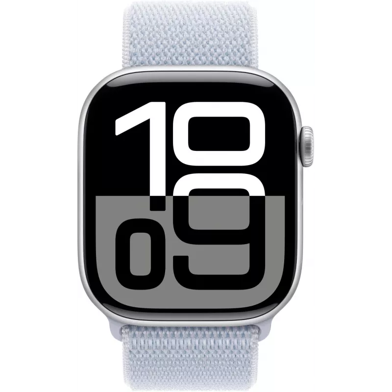 APPLE Watch Series 10 GPS 46 mm caja de aluminio plata con correa Sport Loop Blue Cloud