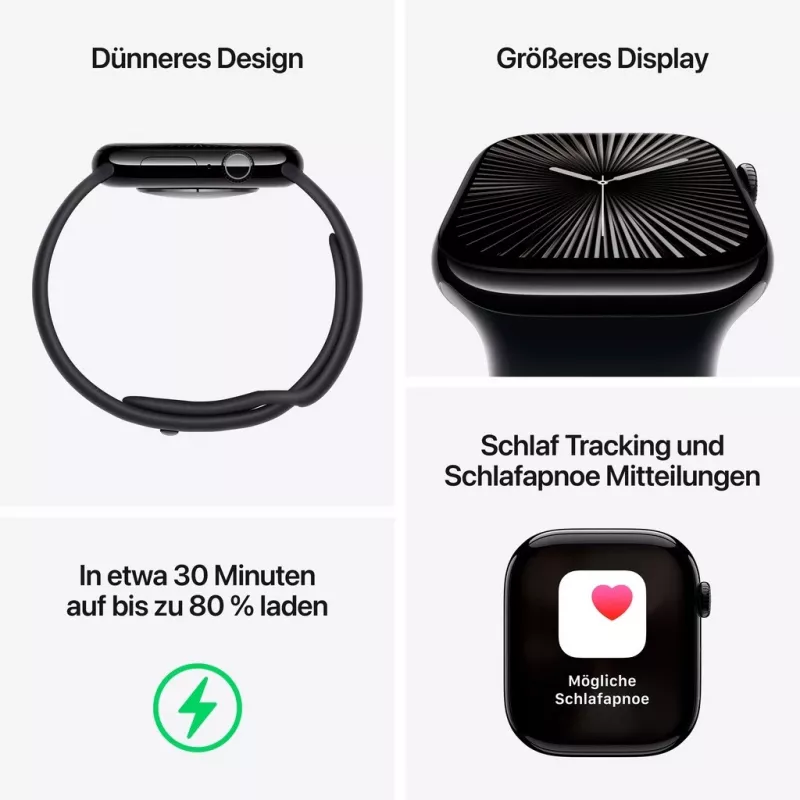 APPLE Watch Series 10 GPS 46 mm caja de aluminio plata con correa Sport Loop Blue Cloud