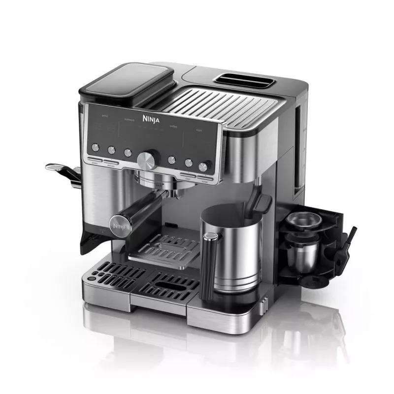 Cafetera espresso Ninja ES701EU – café/espresso semiautomática, molinillo integrado, depósito de agua 2 l, 1650 W, 25 ajustes de molienda, jarra de leche, bomba de 14 bares