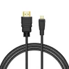 Cable HDMI SAVIO CL-39 1 m — Type-A (conector macho) a Type-D Micro (conector macho), HDMI 1.4, 4096x2160, ARC, Ethernet, contactos dorados, negro