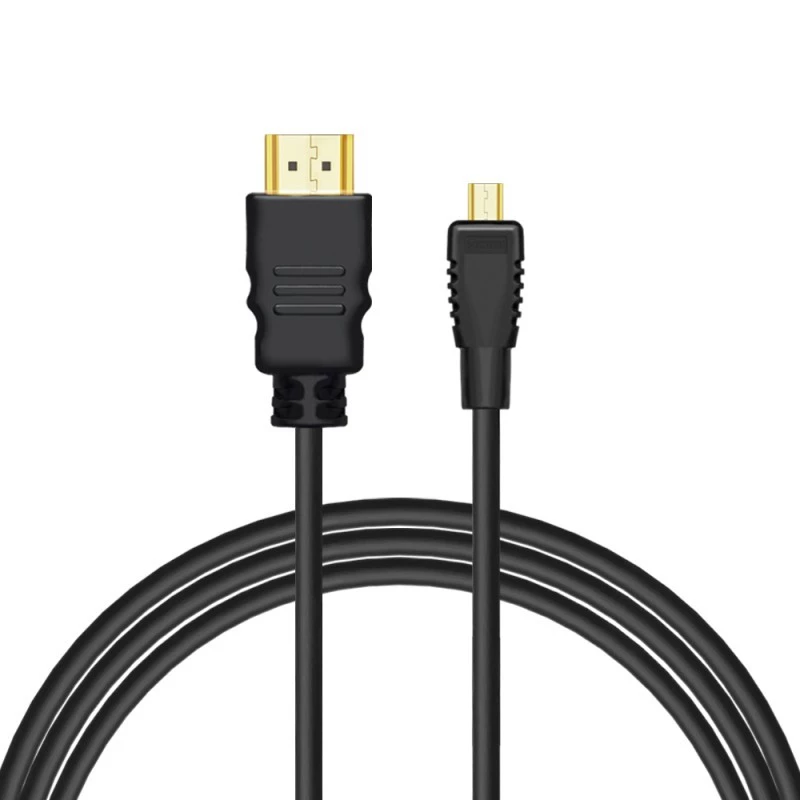 Cable HDMI SAVIO CL-39 1 m — Type-A (conector macho) a Type-D Micro (conector macho), HDMI 1.4, 4096x2160, ARC, Ethernet, contactos dorados, negro