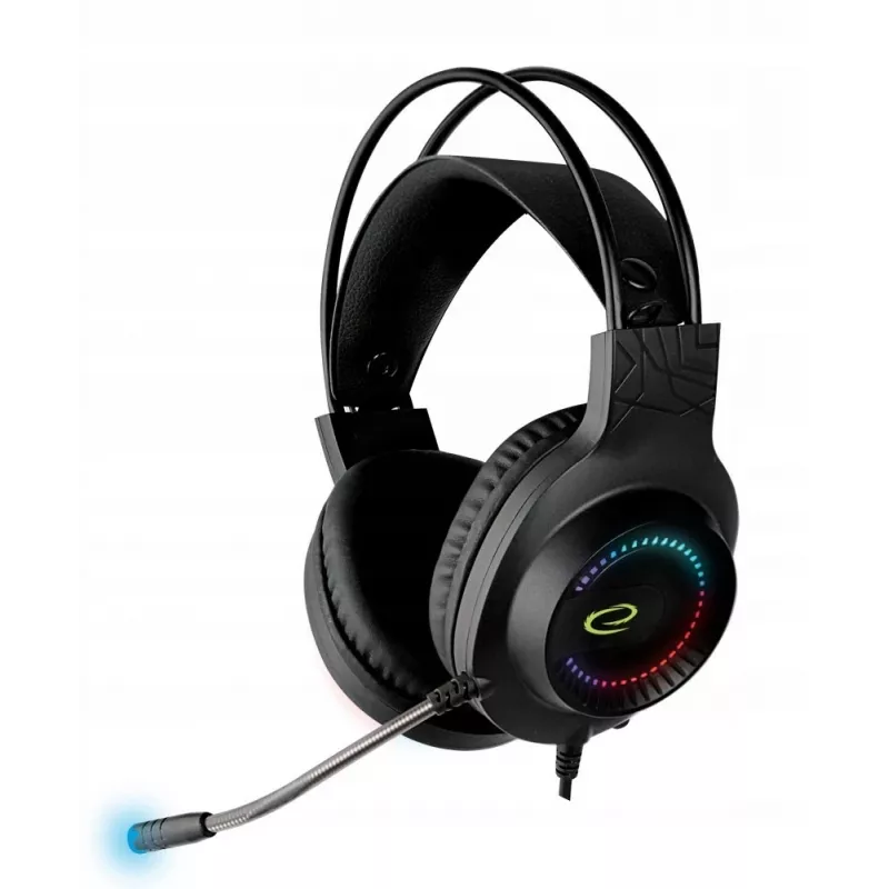 Esperanza EGH7100 Courser auriculares gaming con micrófono, sonido envolvente virtual 7.1, USB 2.0, control de volumen, negros