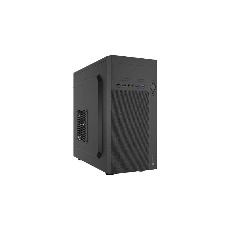 Caja de PC NATEC Helix Mini Tower negra — microATX/Mini-ITX, 3×3,5 pulgadas + 5×2,5 pulgadas, GPU 33 cm, conectores USB-C/USB-A