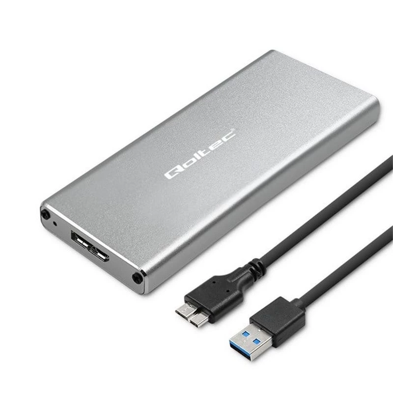 Carcasa de aluminio QOLTEC 51833 para SSD M.2, SATA a USB 3.0, compatible hasta 2 TB