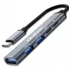 Qoltec 53790 Hub Adaptador USB-C 3.1 5in1 | USB-C PD | USB-C | 2x USB 2.0 | USB 3.0