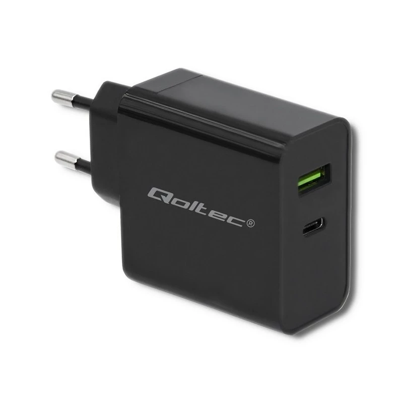Fuente de alimentación QOLTEC 51717 45W 20V 3A cargador AC de interior para smartwatch, negro