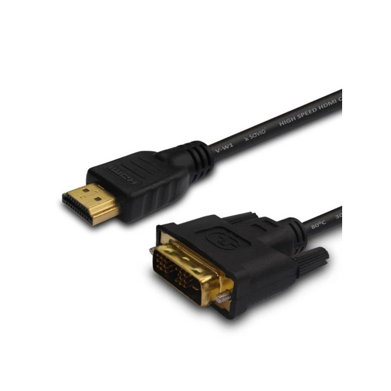 Cable adaptador de vídeo Savio CL-139 E 1,8 m DVI-A HDMI Type-A (estándar) Negro