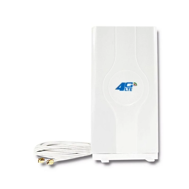 Qoltec 57013 antena omnidireccional 4G LTE de interior, 2x SMA, 0,6-2,7 GHz, 30 dBi, polarización vertical, 50 Ω, ABS blanco
