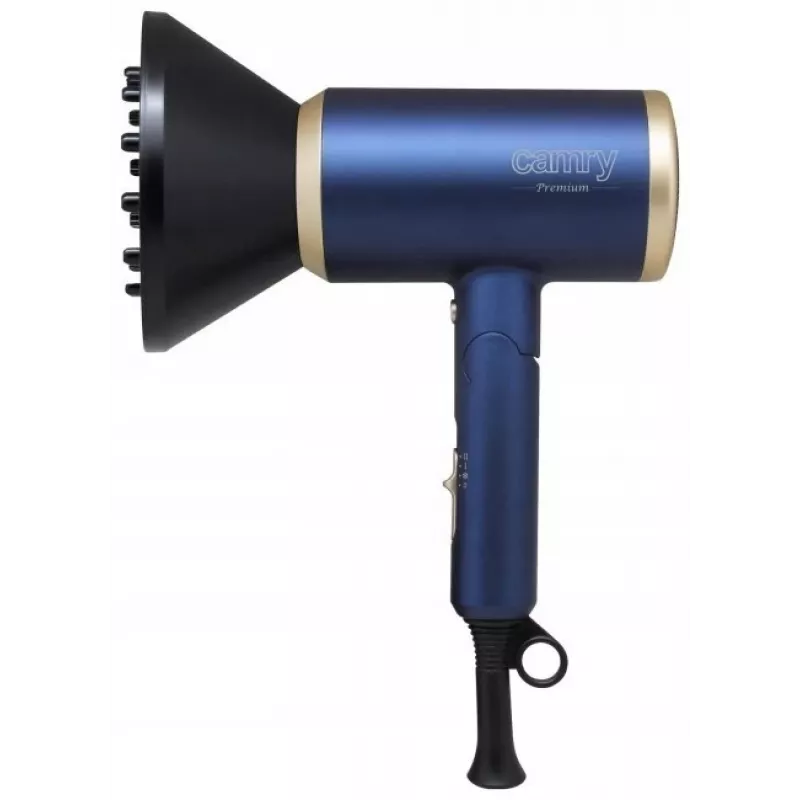 Camry | Secador de pelo | CR 2268 | 1800 W | 2 niveles de temperatura | Función iónica | Boquilla difusora | Azul/Oro