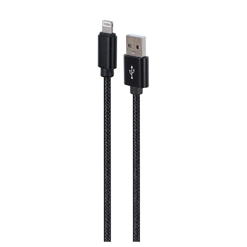 Gembird CCDB-mUSB2B-AMLM-6 cable de USB-A a Lightning, trenzado de algodón, conectores metálicos, USB 2.0, 1,8 m, negro