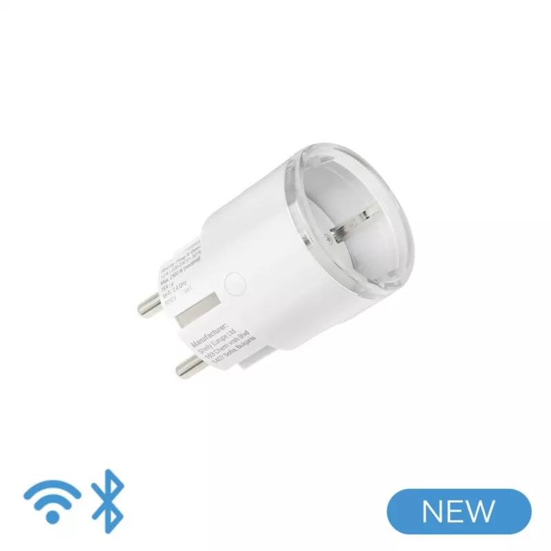 Enchufe inteligente Shelly Plug S Gen3 — enchufe inteligente Wi-Fi con monitorización de energía, tipo F, 110–230 V, 2500 W, blanco