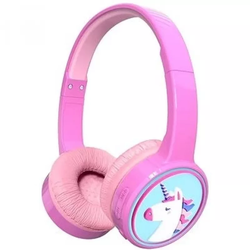Denver BTH-106P auriculares de diadema para niños, con cable e inalámbricos (Bluetooth), rosa