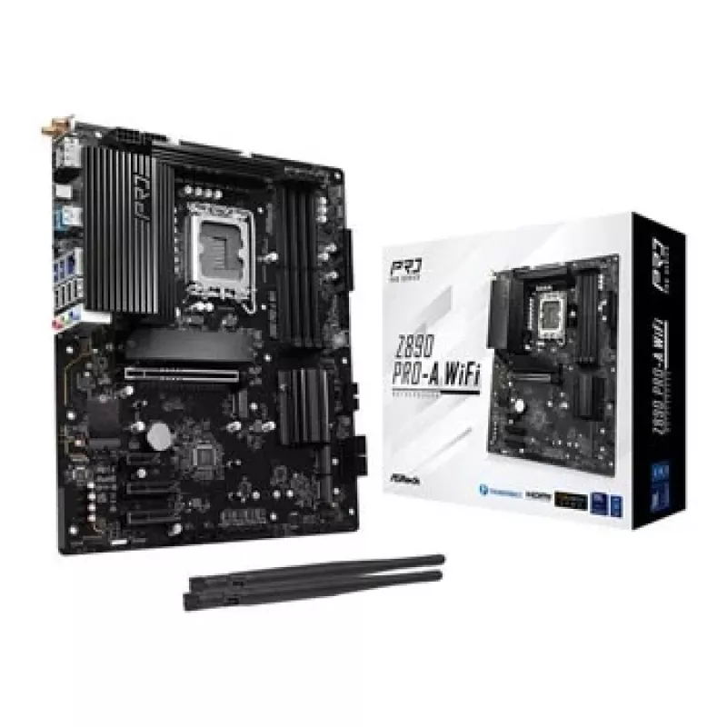 Placa base ASRock Z890 Pro-A WiFi — Intel Z890, LGA 1851, ATX, DDR5, 4x DIMM, 256GB, Wi-Fi 6E, 2.5Gb LAN