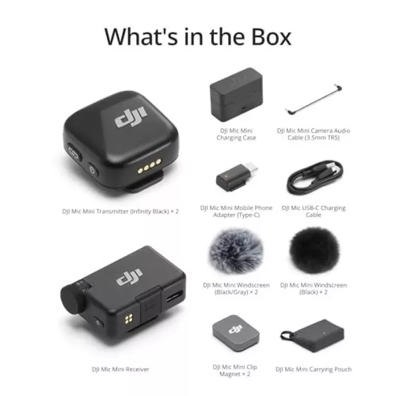 DJI Mic Mini (2 TX + 1 RX + estuche de carga) kit de micrófono inalámbrico - gris oscuro