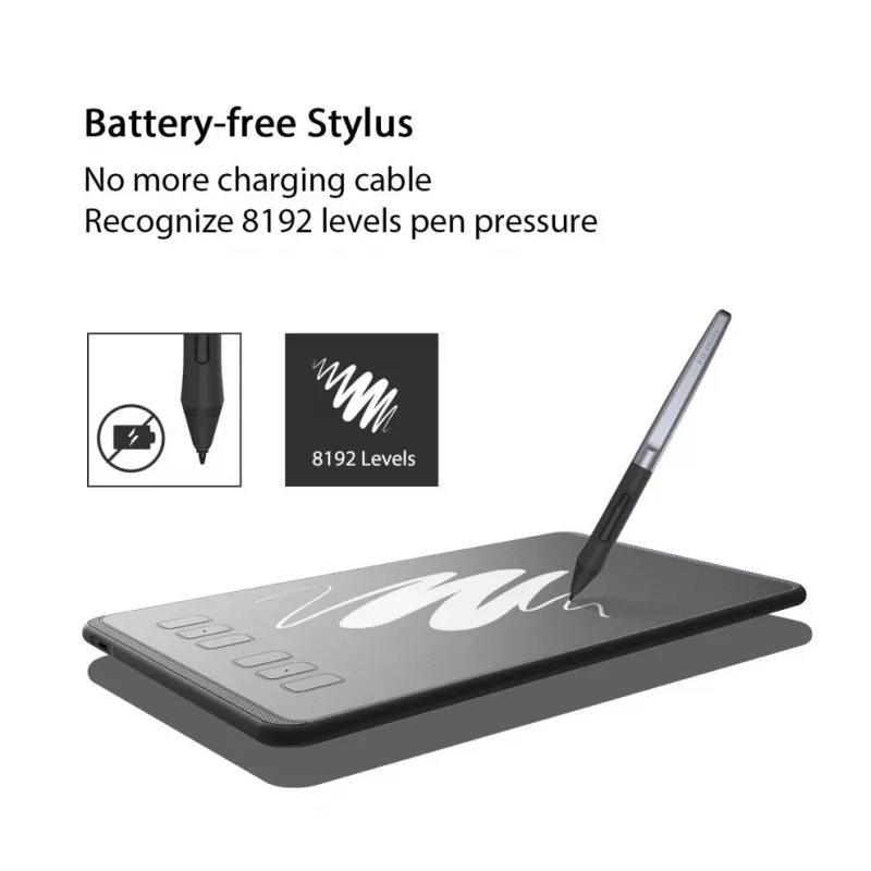 HUION H640P tableta gráfica 5080 lpi 160 x 99 mm USB negra