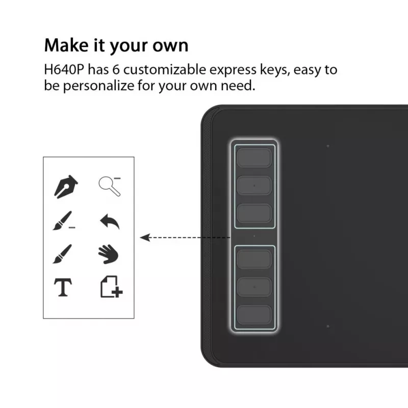 HUION H640P tableta gráfica 5080 lpi 160 x 99 mm USB negra